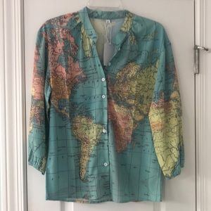World geography map blouse